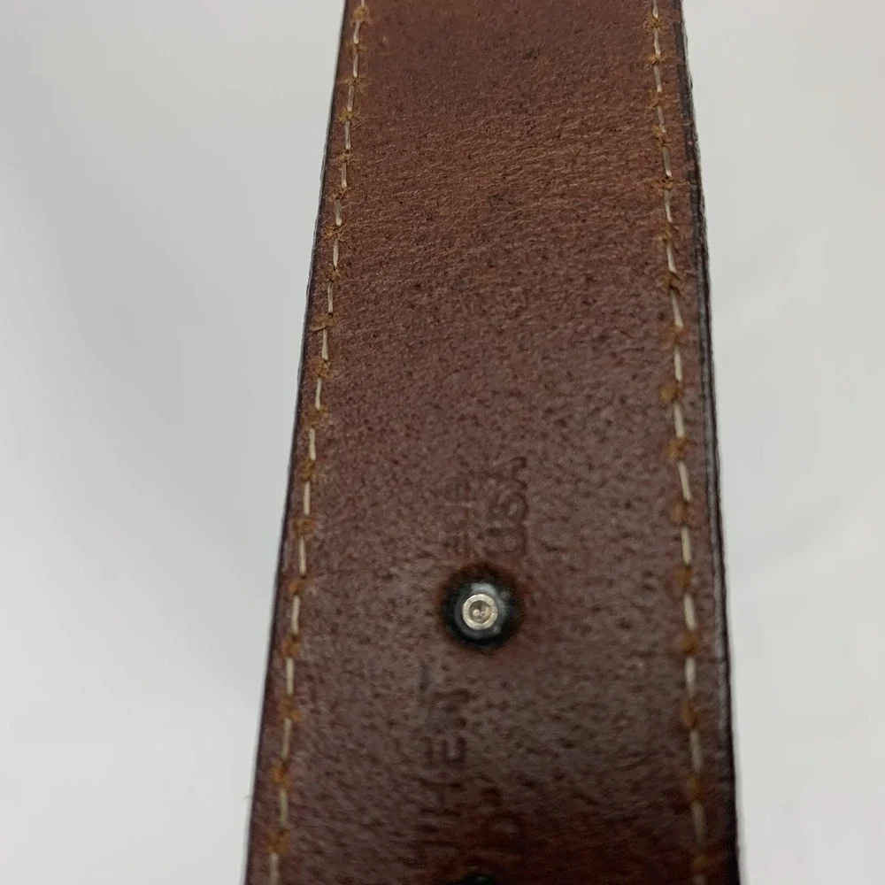 VTG PGA TOUR Belt Brown Leather W/ Golf Conchos Tapered 90'S MADE IN USA SZ 44